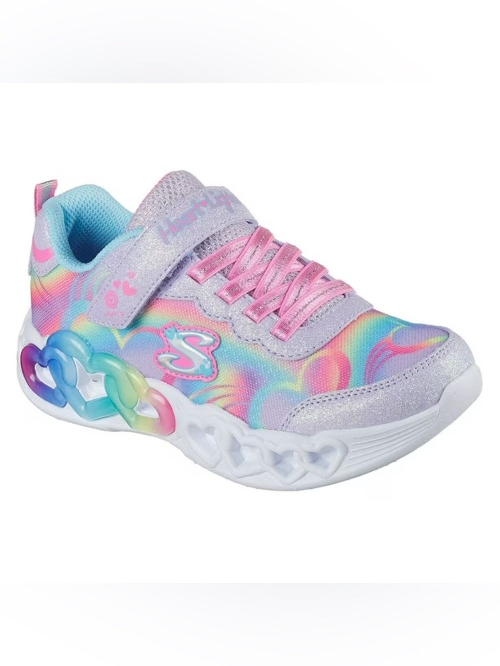 Skechers Heart Lights sneakers with rainbow swirl design